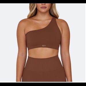 Set Active one shoulder bra in mocha